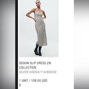 Zara sequin slip dress ZW collection